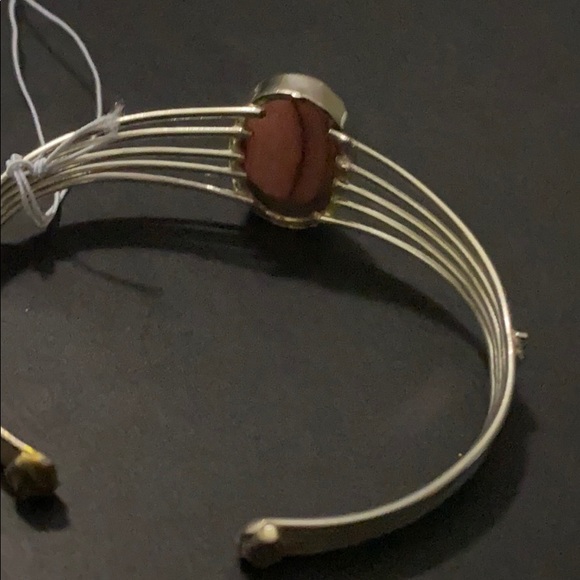 Genuine Rose Agate Sterling Silver Cuff - Picture 6 of 6